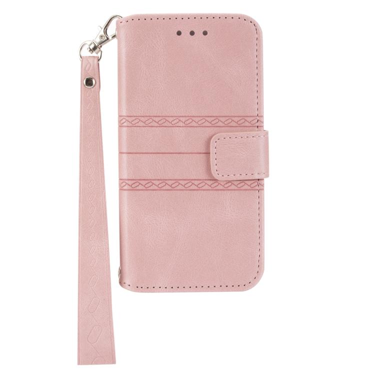 Funda de piel sintética con diseño de rayas en relieve para Huawei Pura 80 5G (rosa)