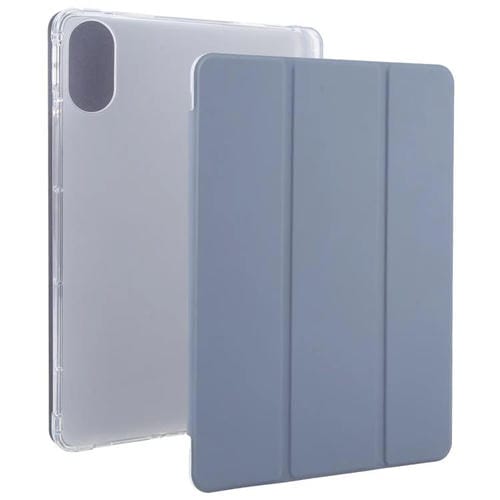 Funda de cuero inteligente de TPU transparente de 3 pliegues para Xiaomi Redmi Pad 2 con ranura para bolígrafo (morado lavanda)
