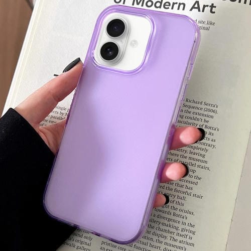 Funda de TPU transparente y esmerilada para iPhone 16 Plus (morada)