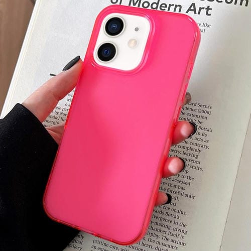 Funda de TPU transparente y cómoda para iPhone 12 (rosa roja)
