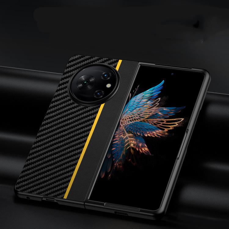 Funda ultrafina con textura de fibra de carbono para Tecno Phantom V Fold (negro y azul)