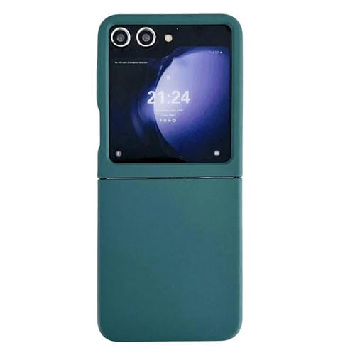 Funda de PC con ventana grande y tacto suave para Samsung Galaxy Z Flip5 (verde oscuro)