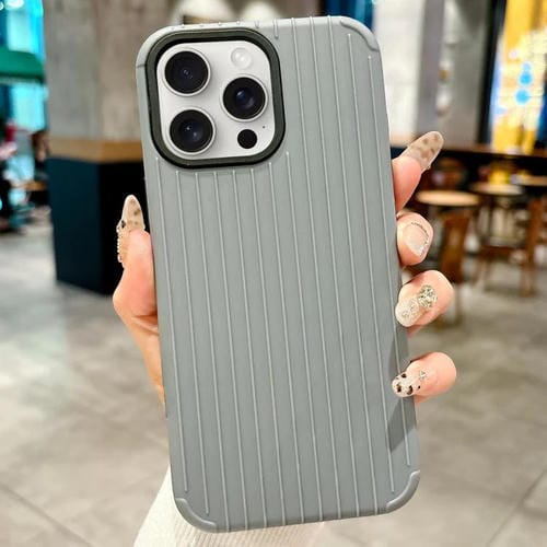Funda MagSafe de cobertura total para iPhone 12 Pro Max con diseño inspirado en equipaje (gris)