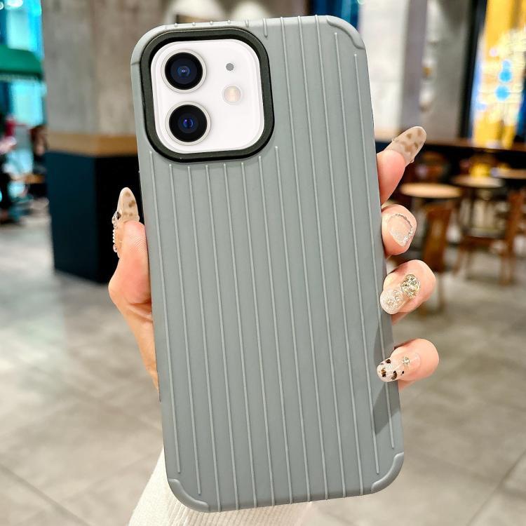 Funda MagSafe de cobertura total para iPhone 11 con diseño inspirado en equipaje (gris)