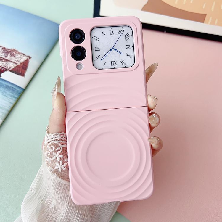 Funda de PC con textura ondulada MagSafe y tacto suave para Huawei nova Flip (rosa)