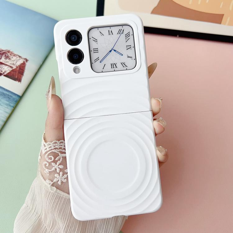 Funda de PC con textura ondulada MagSafe para Huawei nova Flip (blanca)