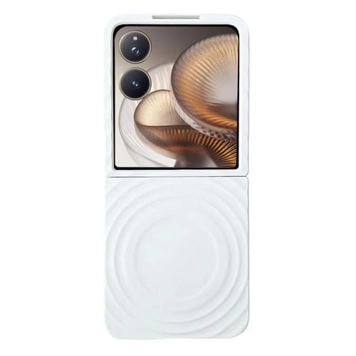 Funda de PC con textura ondulada MagSafe para Xiaomi Mix Flip 2 (blanca)