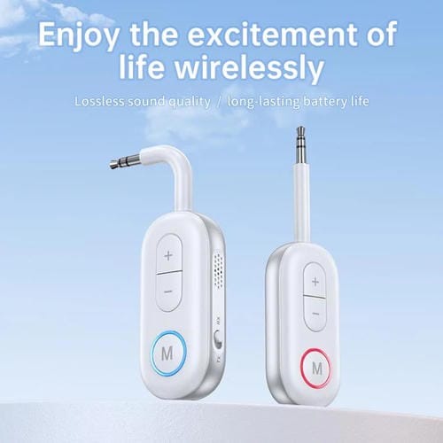 Adaptador de audio inalámbrico BT-13 2 en 1 para coche, receptor y transmisor de audio de 3,5 mm (blanco)