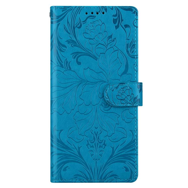 Funda de cuero con estampado floral en relieve global para Honor 400 Lite (azul)