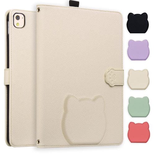 Funda inteligente de piel de lichi con tacto de gato para iPad 10.2 2021 / Air 10.5 (blanco albaricoque)
