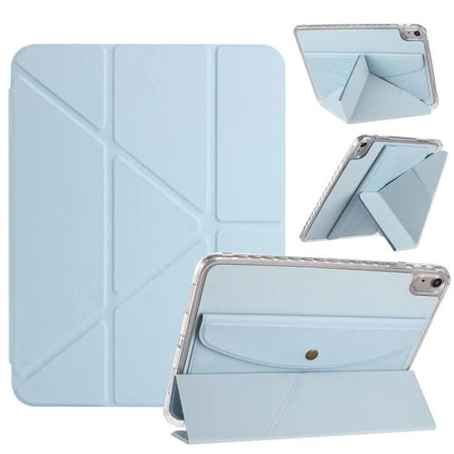 Funda de cuero inteligente con tapa tipo billetera y deformación para iPad 2025/2022 (azul cielo)