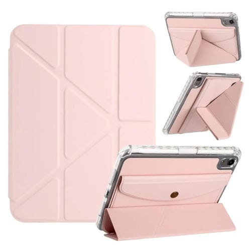 Funda de cuero inteligente con tapa tipo billetera y deformación para iPad mini 2024/mini 6 (rosa)
