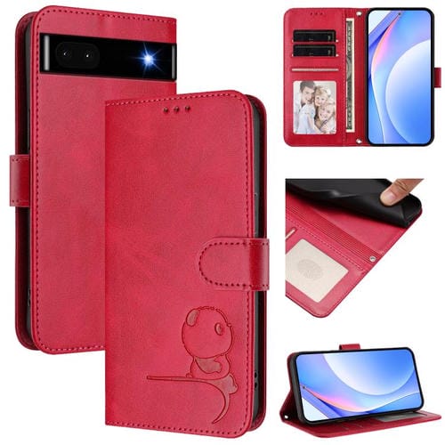 Funda de cuero con estampado RFID y cordón para Google Pixel 6a (rosa)