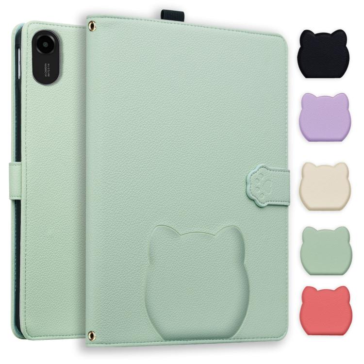 Funda de piel de lichi con tacto de gato para Xiaomi Redmi Pad 2 (verde)