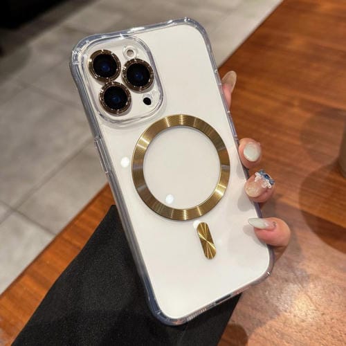 Funda de acrílico transparente MagSafe para iPhone 13 Pro (dorada)