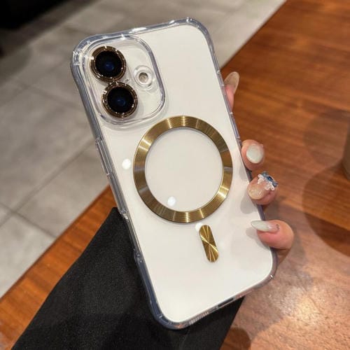 Funda de acrílico transparente MagSafe para iPhone 16 (dorada)