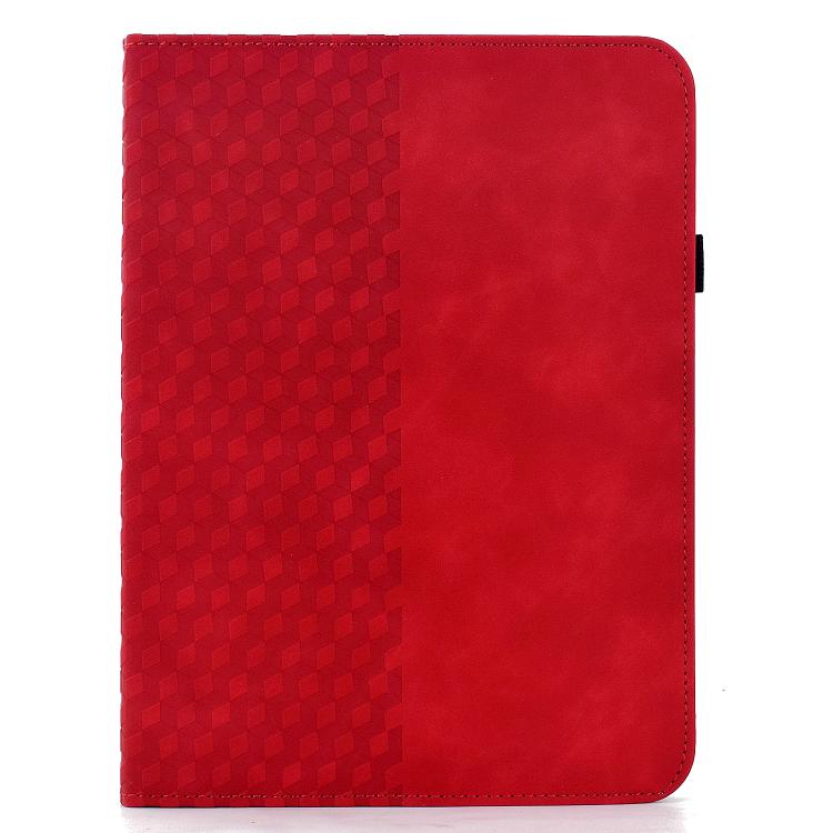 Funda de cuero inteligente con relieve de rombos giratoria para Samsung Galaxy Tab S10 FE/S9 (roja)