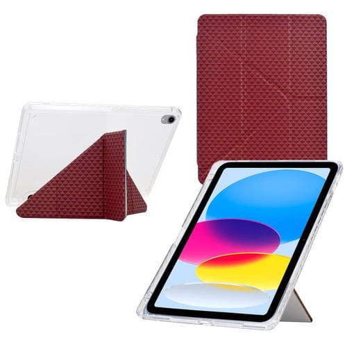 Funda de cuero inteligente con textura piramidal y pliegue en Y para iPad 2025/2022 (roja)