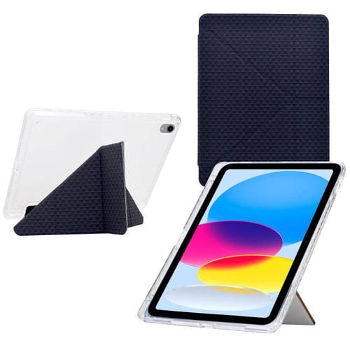 Funda de cuero inteligente con textura piramidal y pliegue en Y para iPad 2025/2022 (negro)
