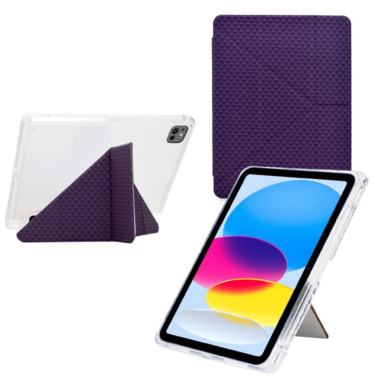 Funda de cuero inteligente con textura piramidal y pliegue en Y para iPad Air 11 (2024/2025) (morado)
