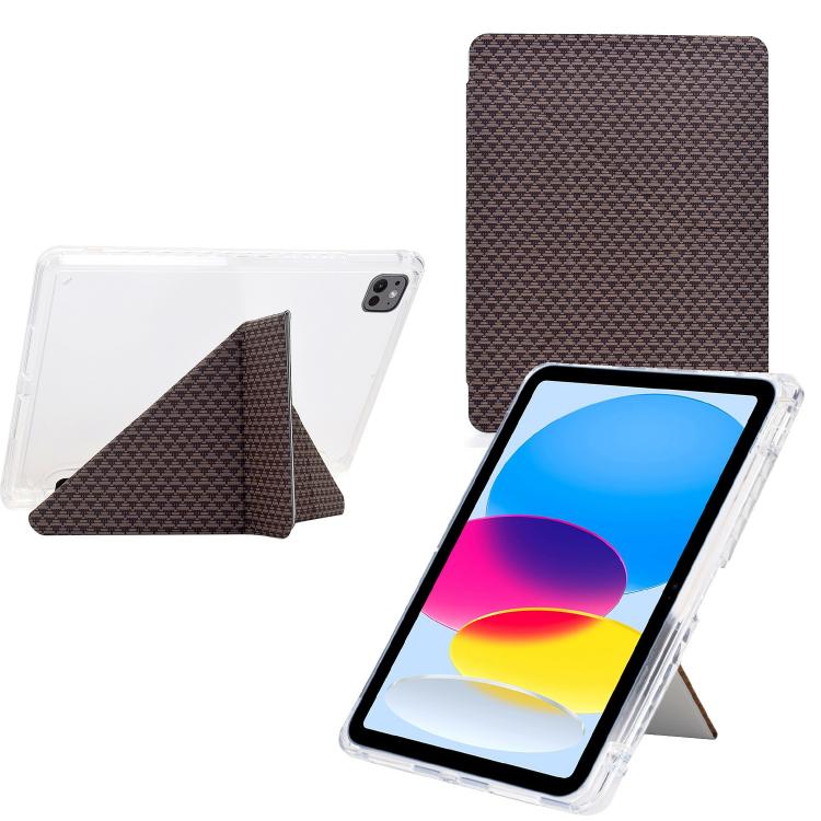 Funda de cuero inteligente con textura piramidal plegable en Y para iPad Air 11 (2024/2025) (marrón)