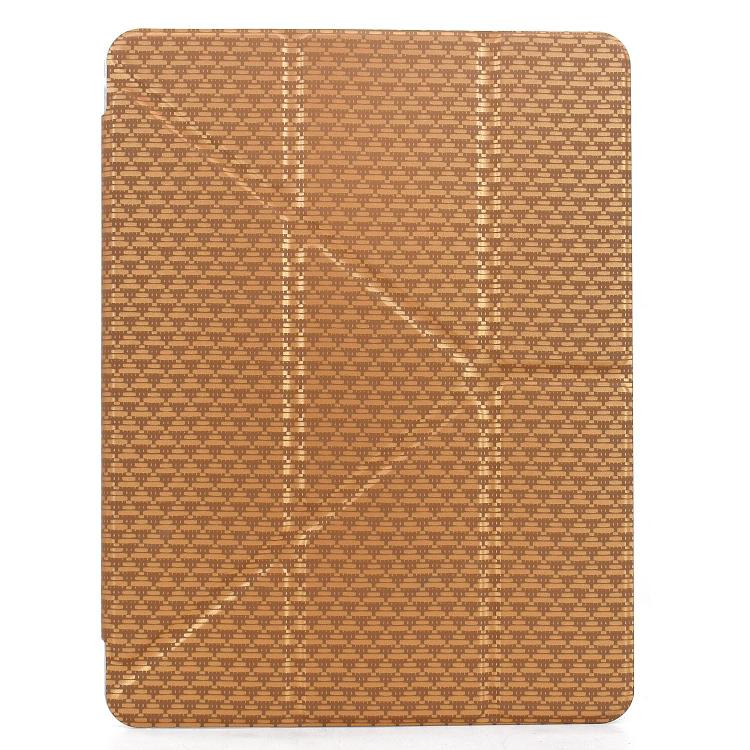 Funda de cuero inteligente con textura piramidal plegable en Y para iPad 10.2 2021 / Air 10.5 (dorada)