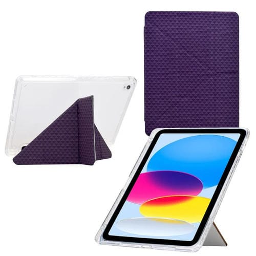 Funda de cuero inteligente con textura piramidal plegable en Y para iPad 10.2 2021 / Air 10.5 (morado)