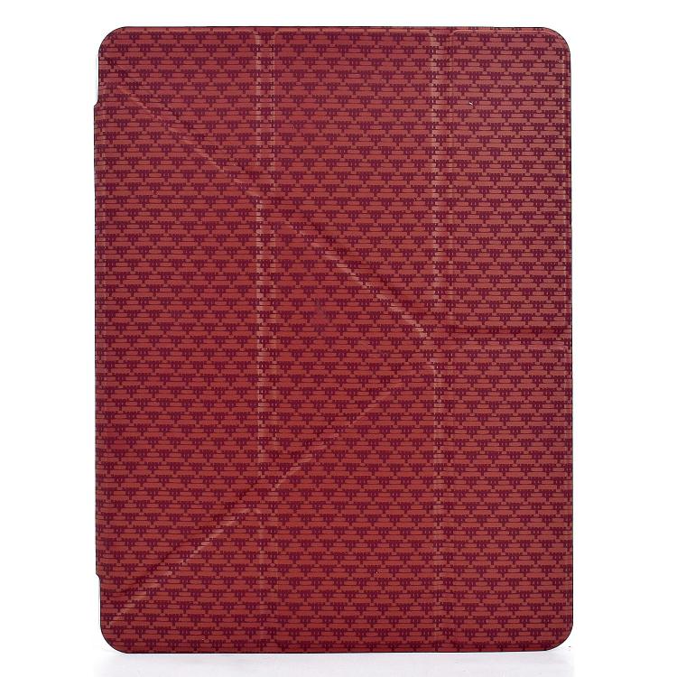 Funda de cuero inteligente con textura piramidal plegable en Y para Samsung Galaxy Tab A9+ (roja)