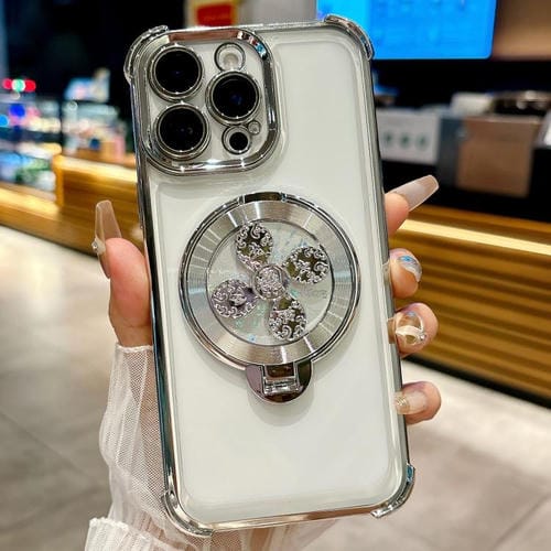 Funda con soporte giratorio para iPhone 16 Pro Max (plateada)