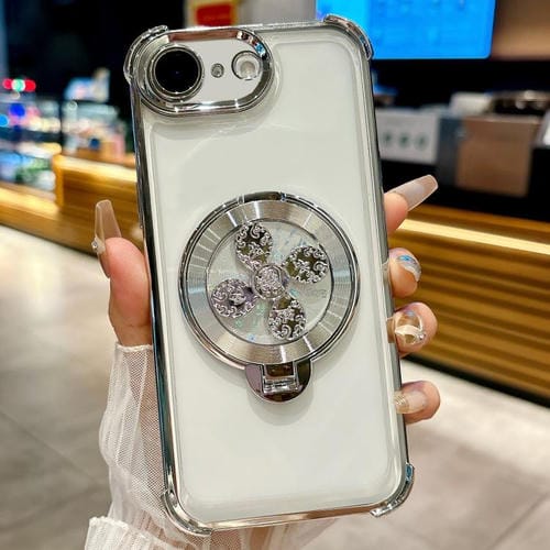 Funda con soporte giratorio para iPhone 16e (plateada)