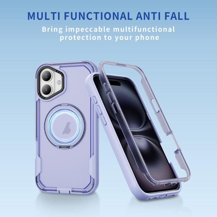Funda protectora MagSafe para iPhone 16 (morado claro y morado transparente)