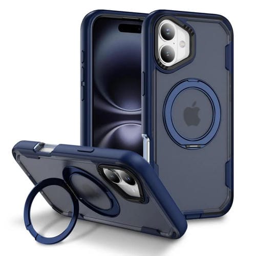 Funda protectora MagSafe para iPhone 16 Plus (azul + azul transparente)