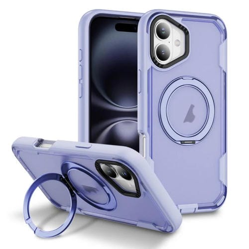 Funda protectora MagSafe para iPhone 16 Plus (morado claro y morado transparente)