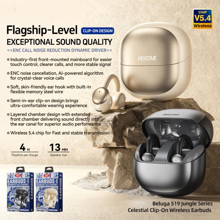 Auriculares inalámbricos con clip WK Beluga S19 Jungle Series Celestial (negros)