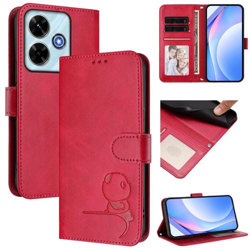 Funda de cuero con relieve RFID y cordón para Redmi 13x / 13 4G / Poco M6 4G (rosa)