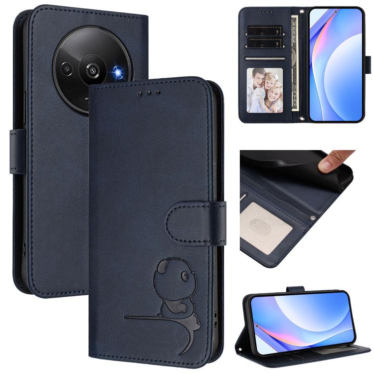 Funda de cuero con relieve RFID y cordón para Redmi A3/A3x/Xiaomi Poco C61 (azul)