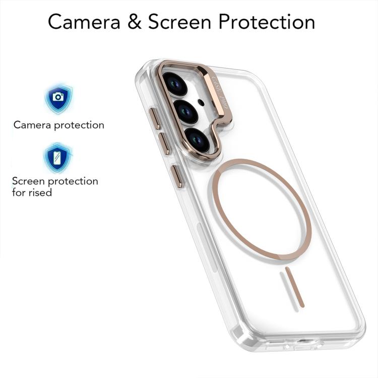 Funda para Samsung Galaxy S23 5G con marco de lente MagSafe transparente y brillante (azul)
