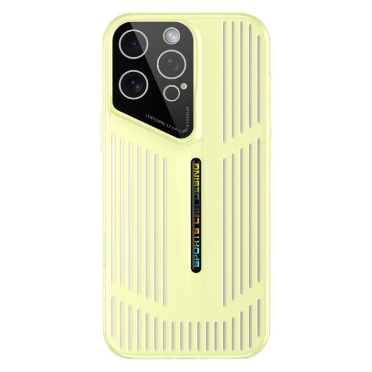 Funda para iPhone 15 Pro Max con disipación de calor, translúcida, esmerilada y hueca (amarilla)
