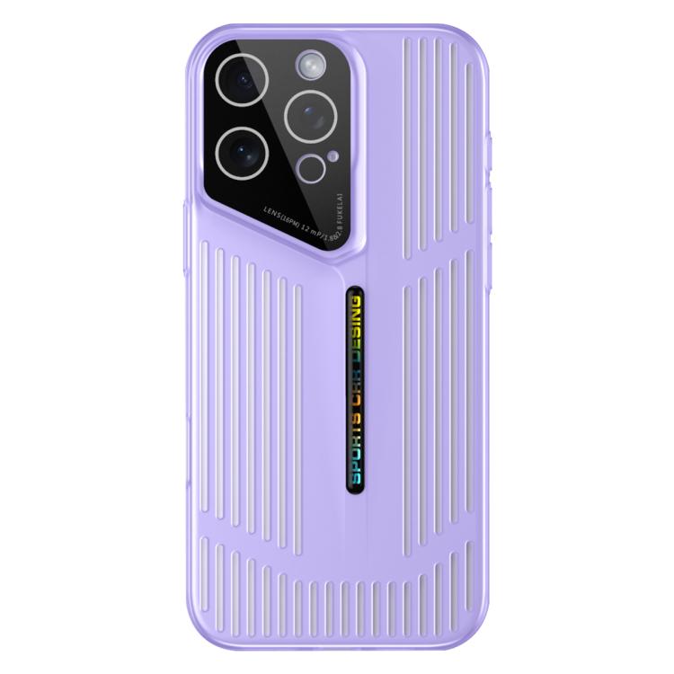 Funda para iPhone 14 Pro Max con disipación de calor, translúcida, hueca y esmerilada (morada)