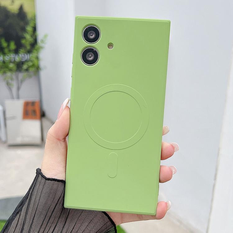 Funda magnĂ©tica MagSafe de silicona lĂquida de color sĂłlido para Samsung Galaxy A05 (verde matcha)