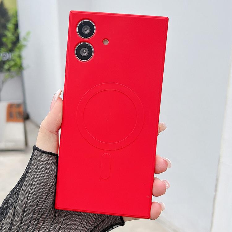 Funda magnĂ©tica de silicona lĂquida de color sĂłlido MagSafe para Samsung Galaxy A05 (roja)