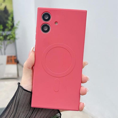 Funda magnética de silicona líquida MagSafe para Samsung Galaxy A05s (rojo camelia)