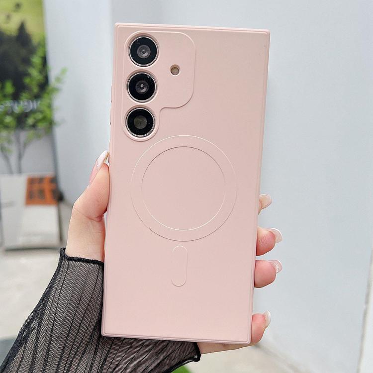Funda magnética MagSafe de silicona líquida de color sólido para Samsung Galaxy A26 5G (rosa)
