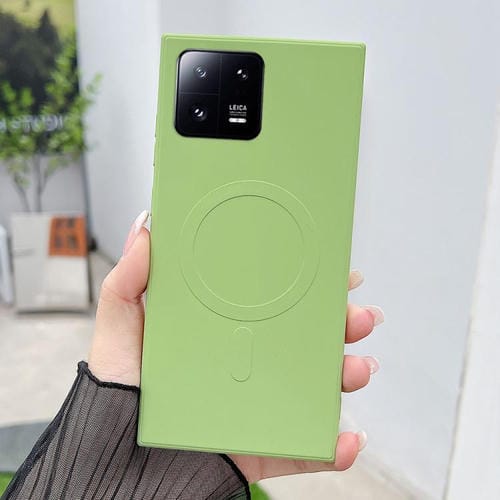 Funda magnĂ©tica MagSafe de silicona lĂquida de color sĂłlido para Xiaomi 13 (verde matcha)