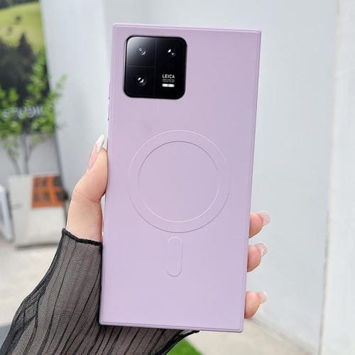 Funda magnĂ©tica MagSafe de silicona lĂquida de color sĂłlido para Xiaomi 13 (morado hierba)