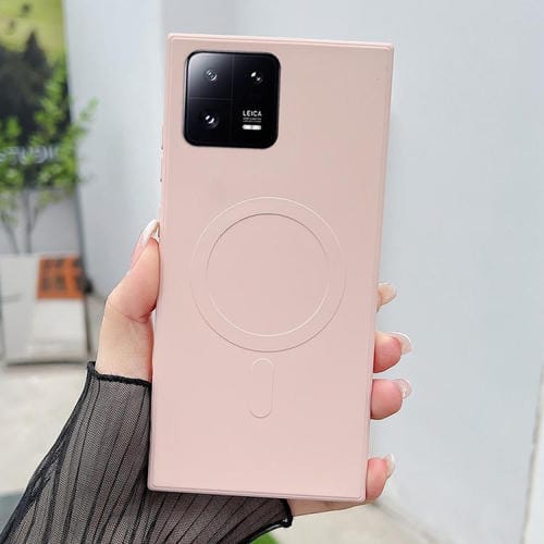 Funda magnĂ©tica MagSafe de silicona lĂquida de color sĂłlido para Xiaomi 13 (rosa)