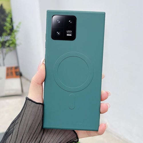 Funda magnĂ©tica MagSafe de silicona lĂquida de color sĂłlido para Xiaomi 13 (verde oscuro)