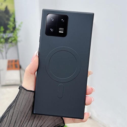 Funda magnĂ©tica MagSafe de silicona lĂquida de color sĂłlido para Xiaomi 13 Pro (negra)