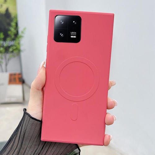 Funda magnĂ©tica MagSafe de silicona lĂquida de color sĂłlido para Xiaomi 13 Pro (rojo camelia)