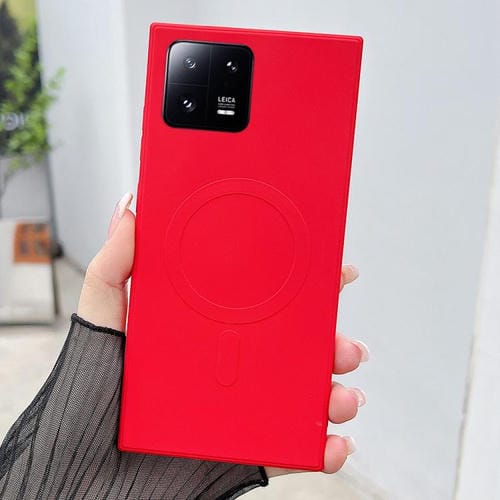 Funda magnĂ©tica MagSafe de silicona lĂquida de color sĂłlido para Xiaomi 13 Pro (roja)